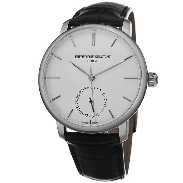 Frederique Constant Mens FC 306MC4S36 Slim Line Silver Dial Black