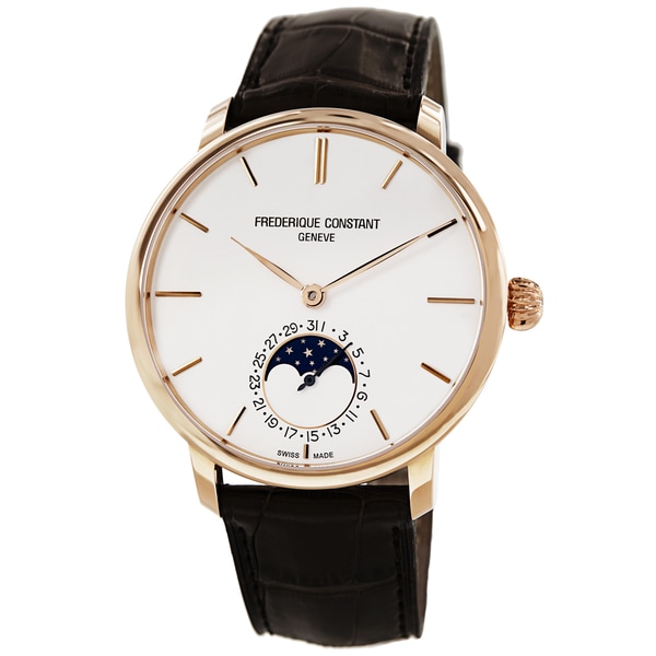 Frederique Constant Mens FC 705V4S9 Slim Line Silver Dial Brown