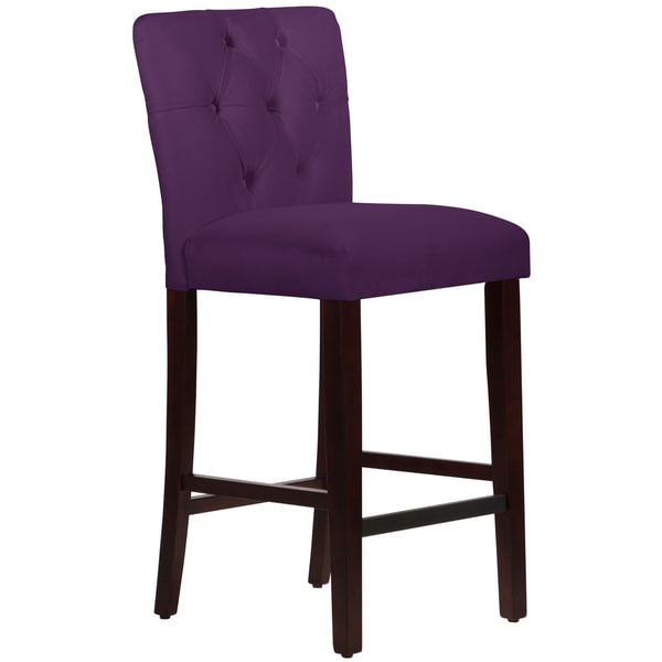 Made to Order Tufted Mor Counter Stool in Velvet Aubergine