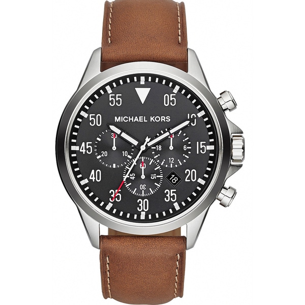 Michael Kors Men's MK8333 'Gage' Luggage Leather Chronograph Watch ...