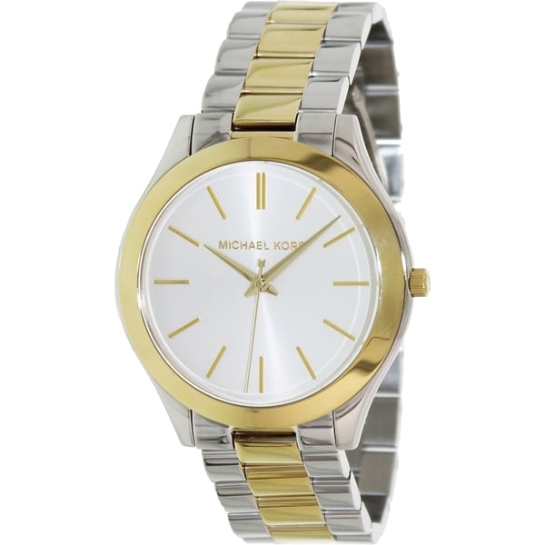 michael kors slim runway two tone watch