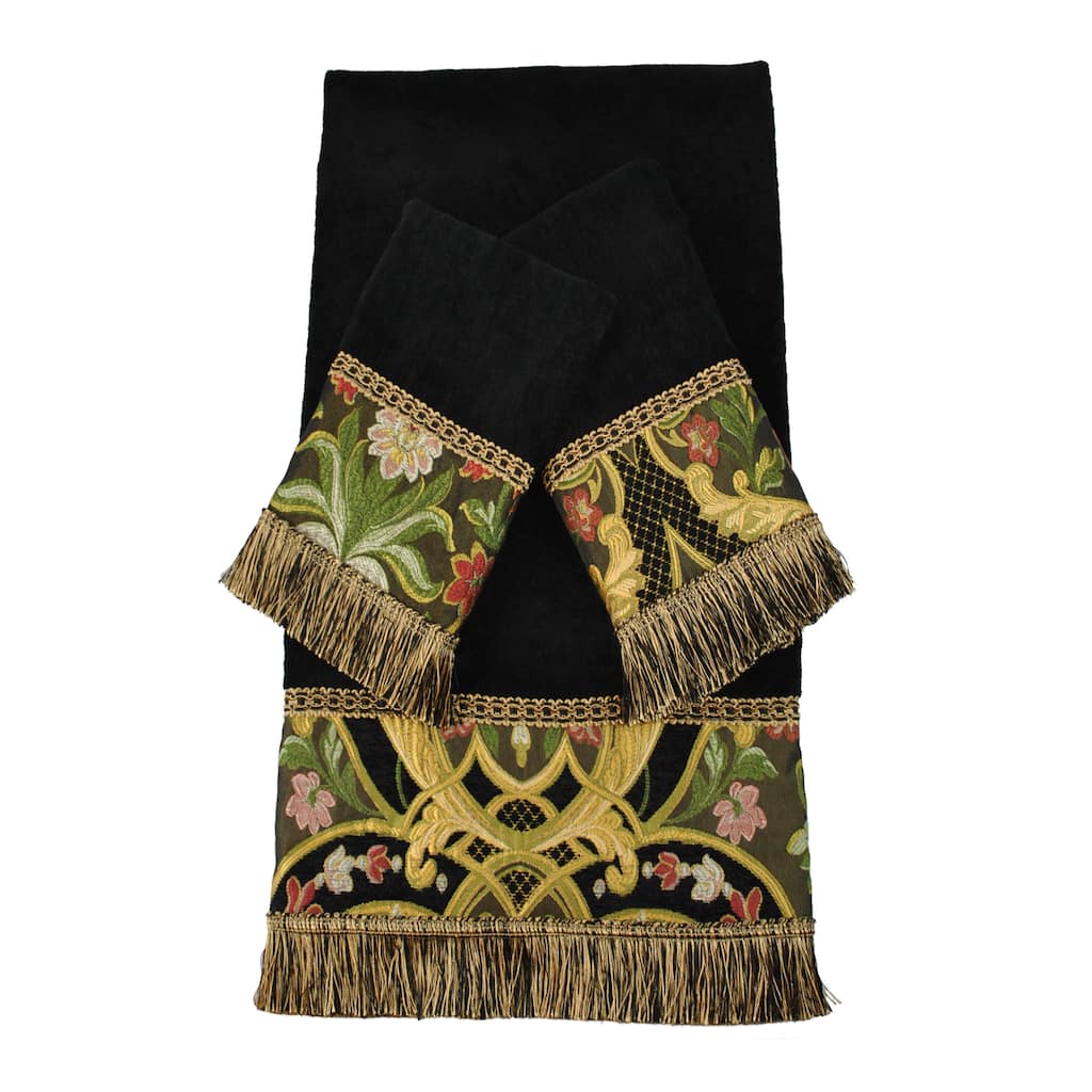 Austin Horn Classics Gustone Black Luxury Embellished 3-piece Towel Set