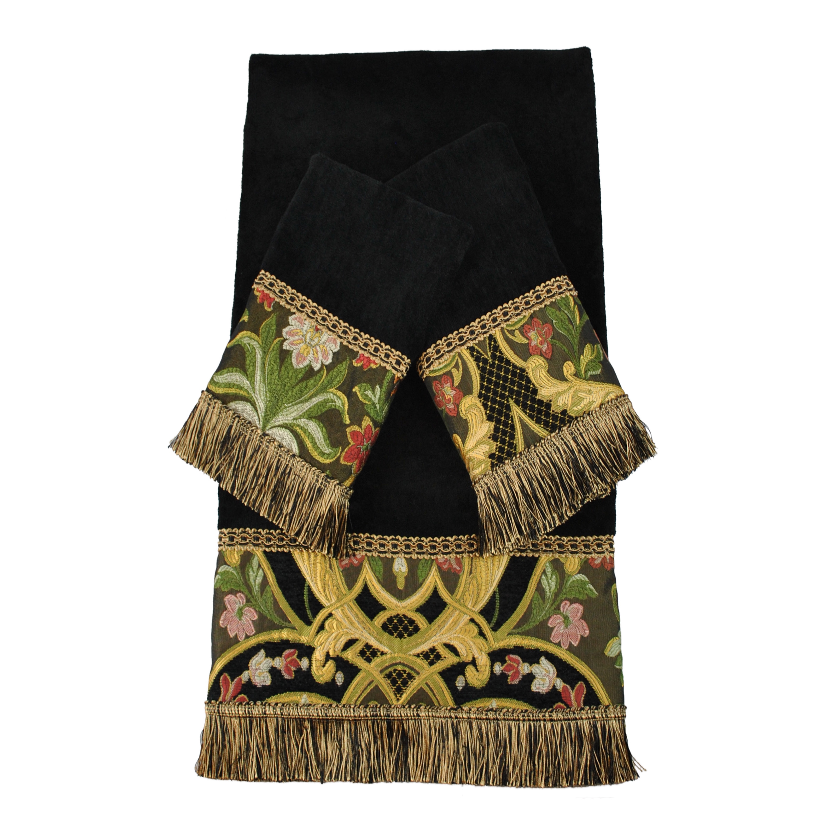 Austin Horn Classics Gustone Black Luxury Embellished 3-piece Towel Set