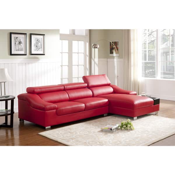 Askas 2-piece Bonded Leather Upholstered Sectional Sofa - Overstock ...