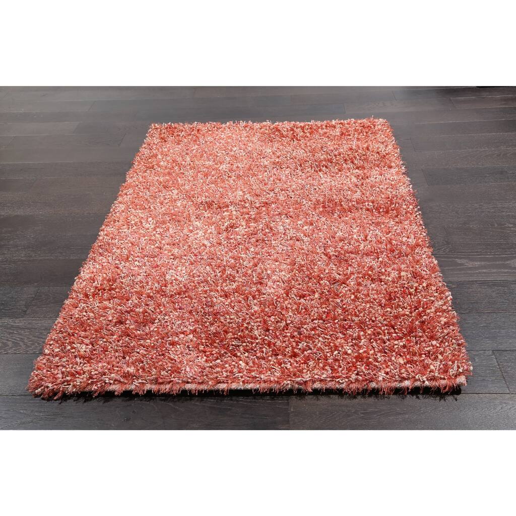 Elegant and Subtle Rust Shag Solid Area Rug
