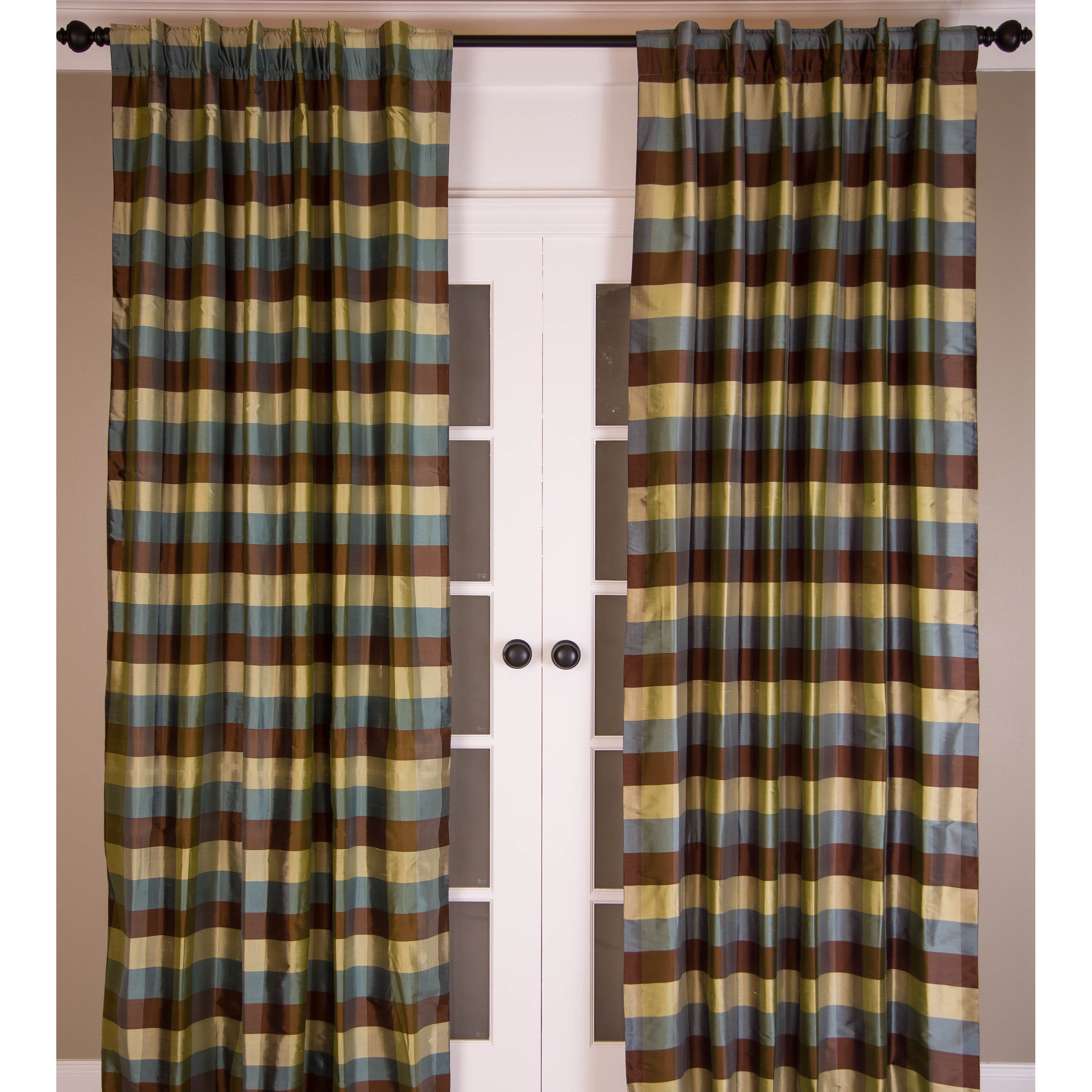 Shop Signature Pure Silk Dupioni Check Curtain Panel - Free Shipping 