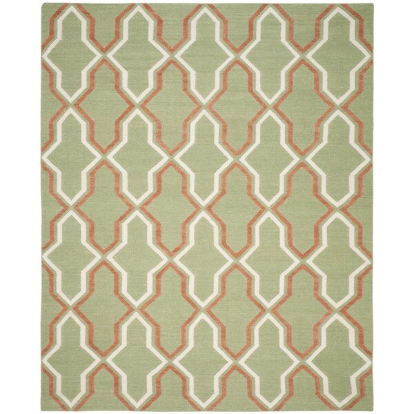 Safavieh Handwoven Dhurries Green/ Rust Wool Rug (8' x 10') Free