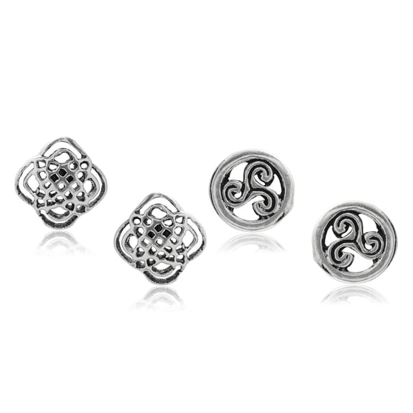 Journee Collection Sterling Silver Celtic Stud Earrings Set