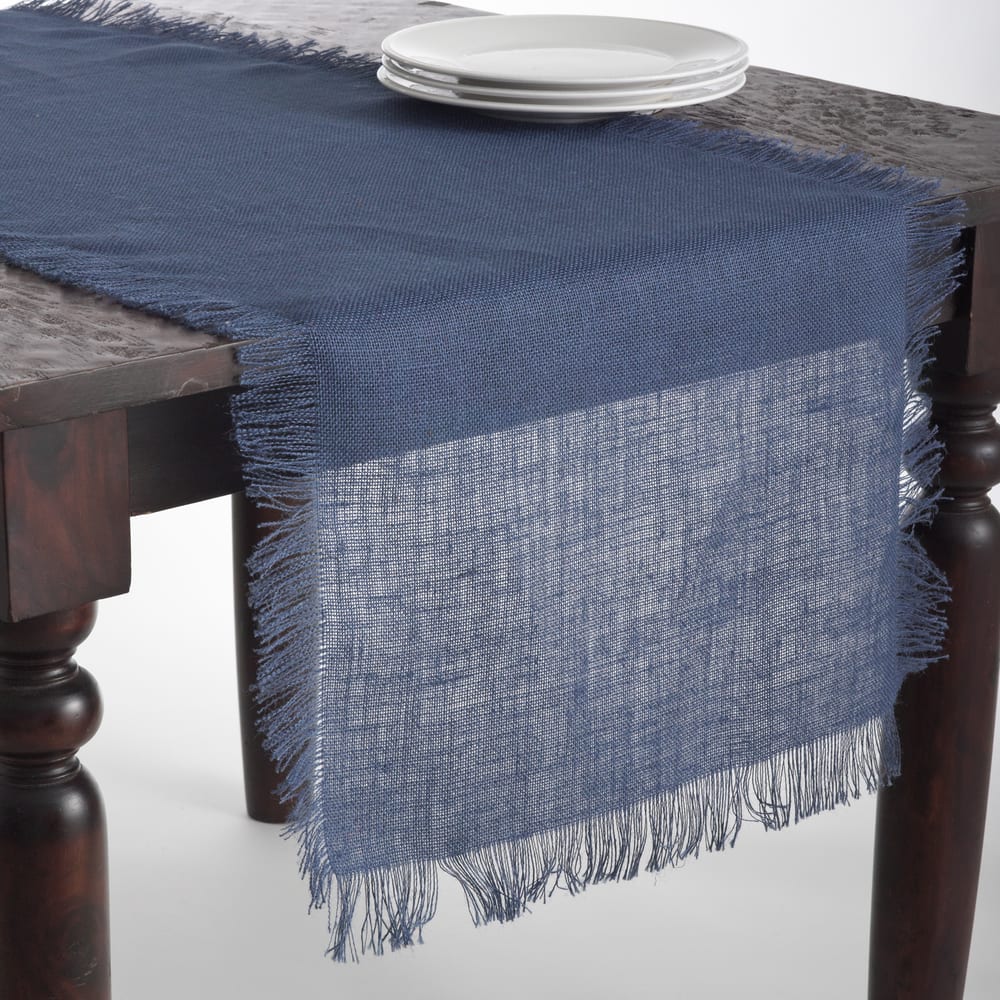 Fringed Natural Jute Solid Color Tablecloth or Table Runner
