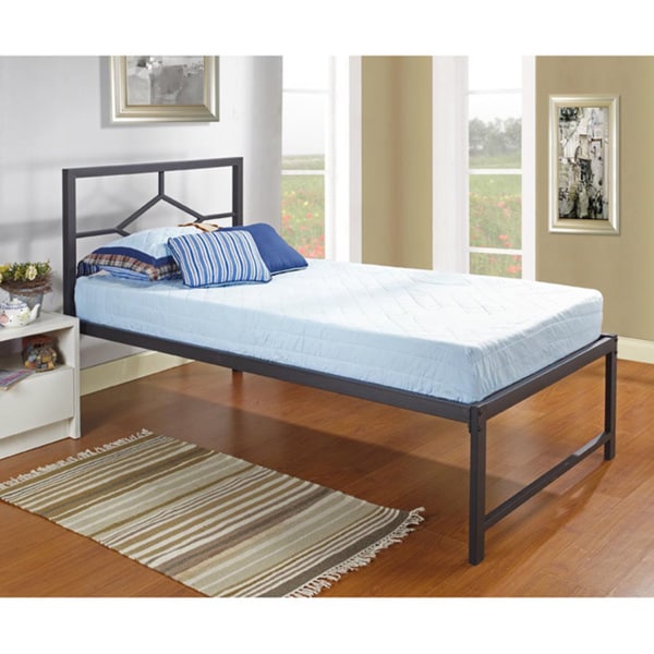 Shop K&B Twin-size Metal Bed With Pop Up Trundle - Free Shipping Today ...