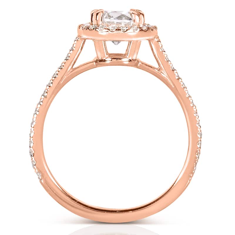 Annello by Kobelli The Nora 14k Rose Gold 1 1/3ct TDW Round-cut Diamond Halo Engagement Ring