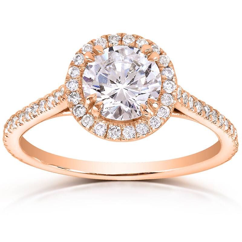Annello by Kobelli The Nora 14k Rose Gold 1 1/3ct TDW Round-cut Diamond Halo Engagement Ring - 4