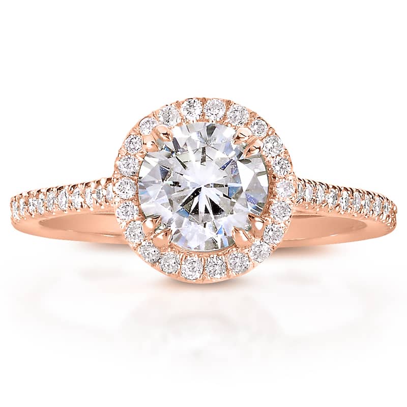 Annello by Kobelli The Nora 14k Rose Gold 1 1/3ct TDW Round-cut Diamond Halo Engagement Ring