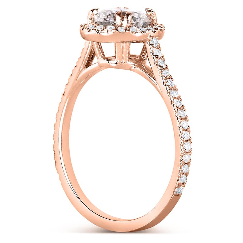 Annello by Kobelli The Nora 14k Rose Gold 1 1/3ct TDW Round-cut Diamond Halo Engagement Ring