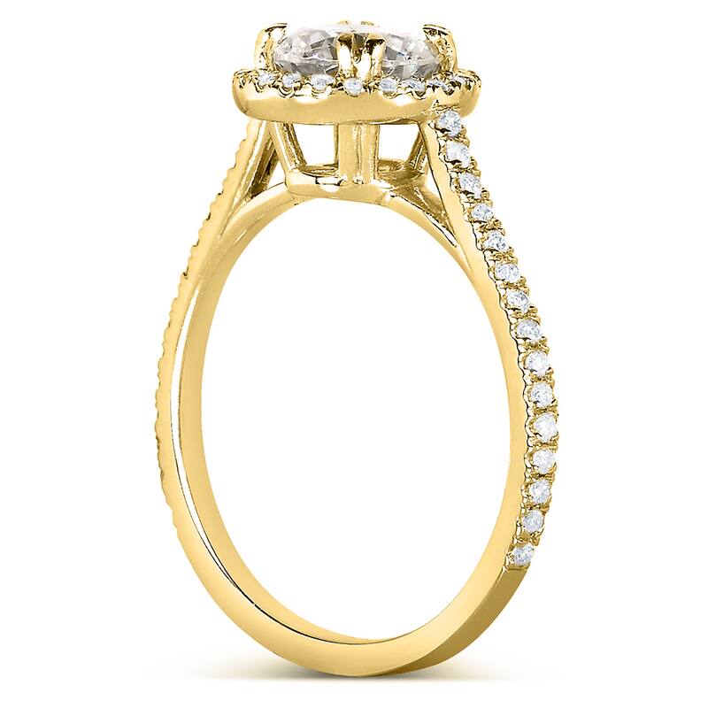 Annello by Kobelli The Nora 14k Yellow Gold 1 1/3ct TDW Round-cut Diamond Halo Engagement Ring