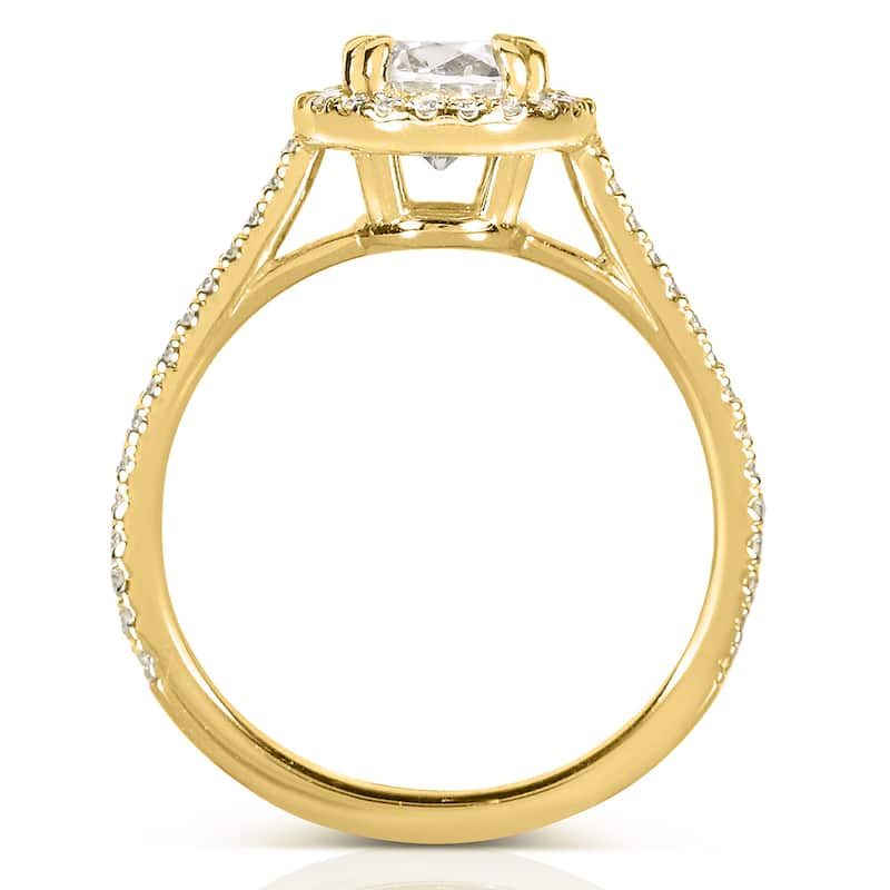 Annello by Kobelli The Nora 14k Yellow Gold 1 1/3ct TDW Round-cut Diamond Halo Engagement Ring