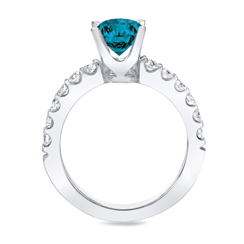 Auriya 14k Gold 1ctw Round Blue Diamond Engagement Ring