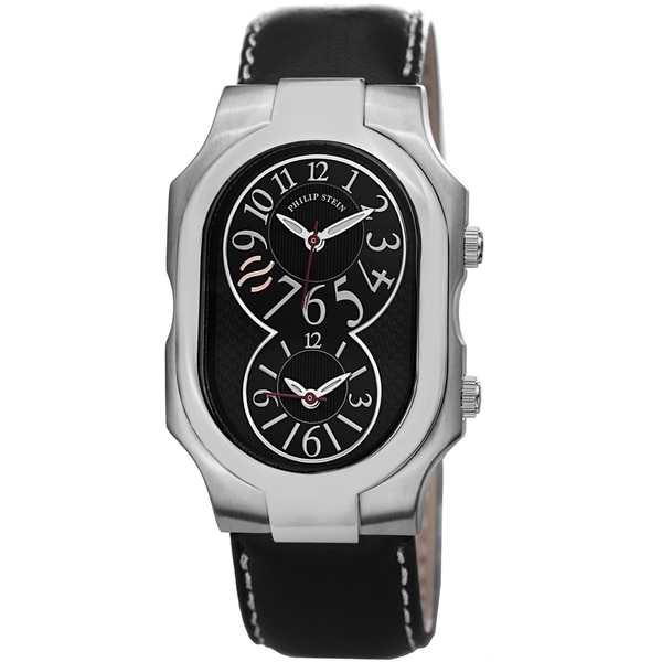 Philip Stein Mens 2 BK CSTB Signature Black Dial Black Leather