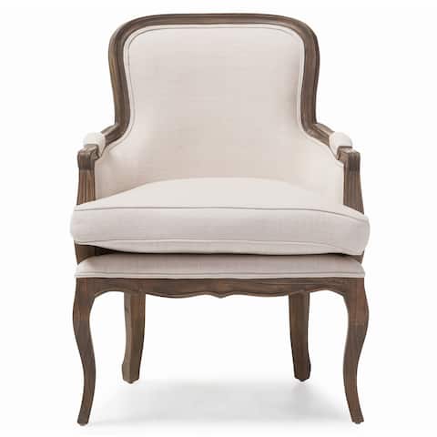 Baxton Studio Napoleon Traditional French Accent Chair in Brown Ash wood finish