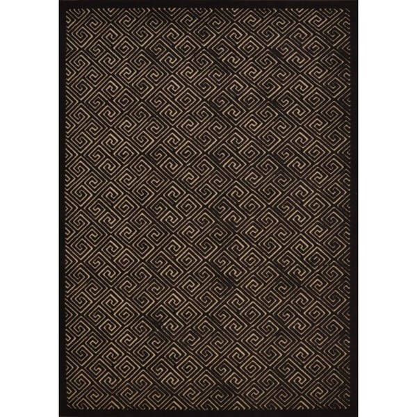 Rug Squared Montrose Beige/ Espresso Abstract Area Rug - 5'3" x 7'3"