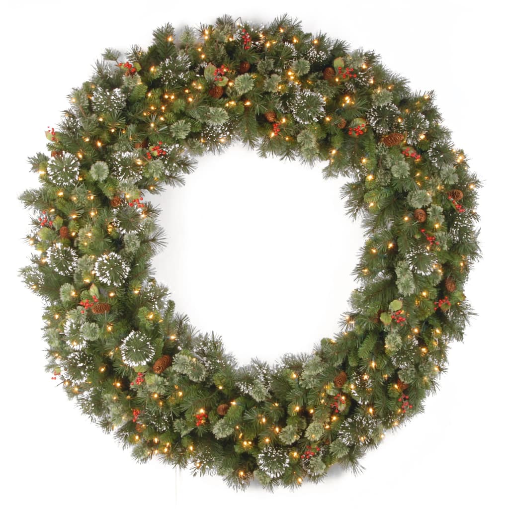 National Tree Company 5 ft. Wintry Pine Wreath with Clear Lights - 60"x8"