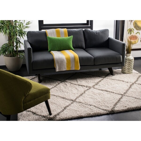 Safavieh Hudson Diamond Trellis Shag Ivory/ Grey Rug - 4' x 6'