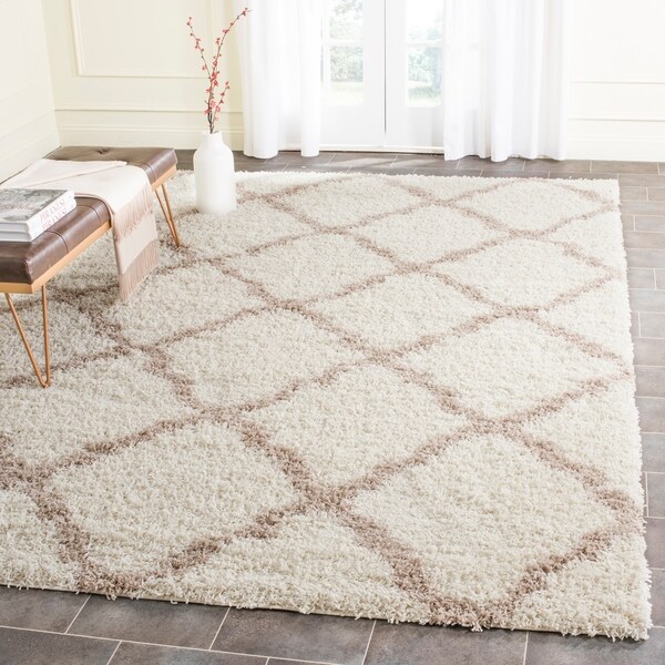 Safavieh Dallas Shag Ivory/ Beige Trellis Rug - 8'6 x 12'