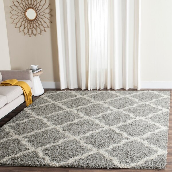 Safavieh Dallas Shag Grey/ Ivory Trellis Rug - 8'6 x 12'