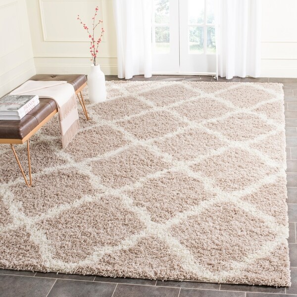 Safavieh Dallas Shag Beige/ Ivory Trellis Rug - 8'6 x 12'