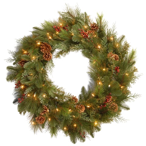 36-inch Decorative Collection Elegance Wreath with Clear Lights