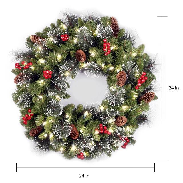 24-inch Holiday Spruce Wreath with Clear Lights