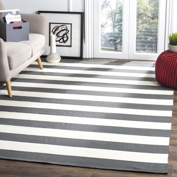 Safavieh Hand-woven Montauk Grey/ White Cotton Rug - 9' x 12'