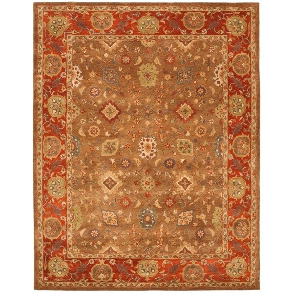 Safavieh Handmade Heritage Timeless Traditional Moss/ Rust Wool Rug - 8'3" x 11'