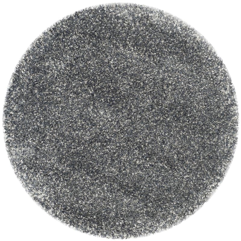 SAFAVIEH New York Shag Ruslana 1.2-inch Thick Rug - 4' x 4' - Blue/Blue - Runner/Round
