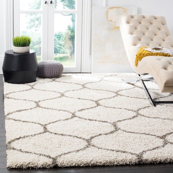 Safavieh Hudson Shag Modern Ogee Ivory/ Grey Rug - 8' x 10'