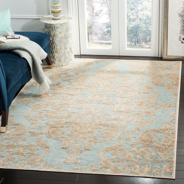 Safavieh Paradise Stone/ Aqua Viscose Rug (8' x 11'2) - 8' x 11'2