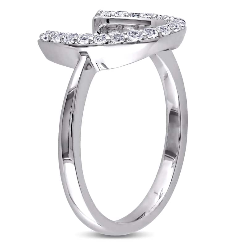 Miadora Sterling Silver White Topaz Horseshoe Ring