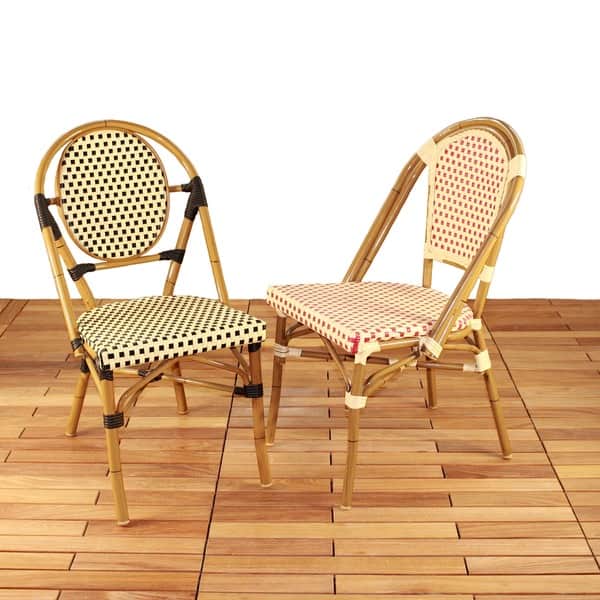 Clic European Inspired Stacking Patio Bistro Chairs Set Stacking Patio Bistro Chairs