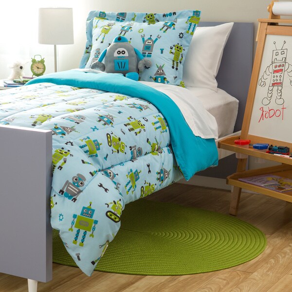 Kids Collection Robot 4-piece Comforter Set - 16768292 - Overstock.com ...