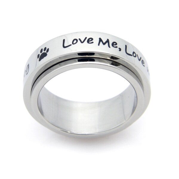 Love My Dog Spinner Stainless Steel Ring. Opens flyout.