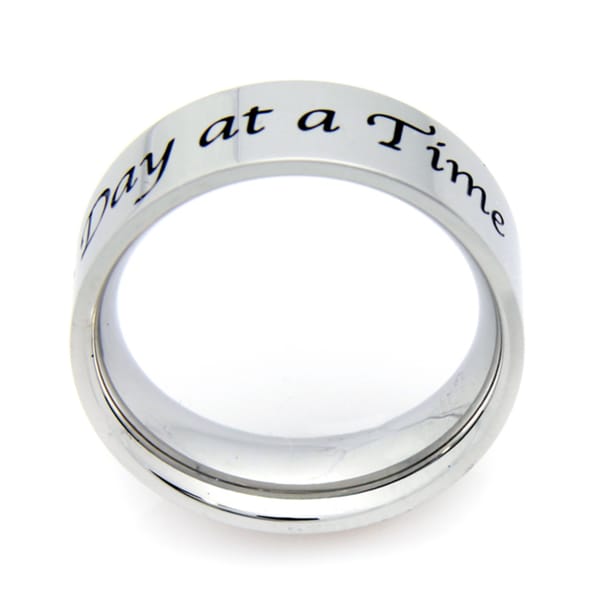 Stainless Steel 'One Day At A Time' Slogan Ring - Free Shipping On ...