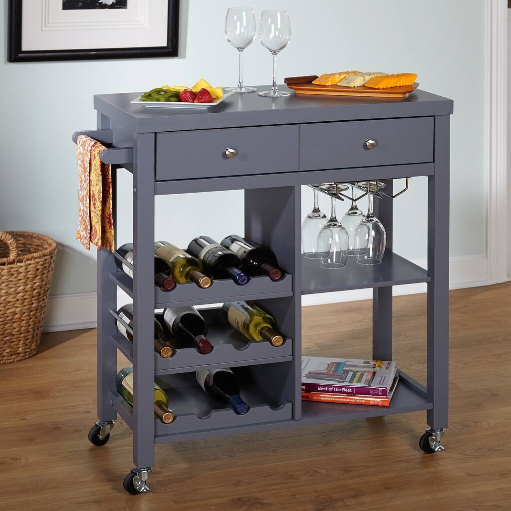 Simple Living Colwood Grey Wine Cart