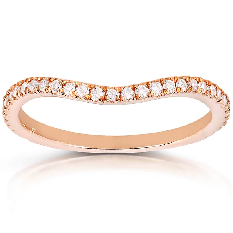 Annello by Kobelli 14k Rose Gold 1/5ct TDW Curved Diamond Wedding Band Ring - 4