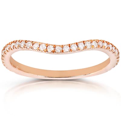 Annello by Kobelli 14k Rose Gold 1/5ct TDW Curved Diamond Wedding Band Ring