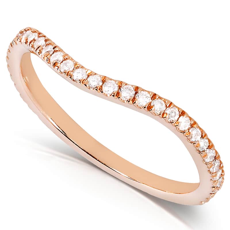 Annello by Kobelli 14k Rose Gold 1/5ct TDW Curved Diamond Wedding Band Ring