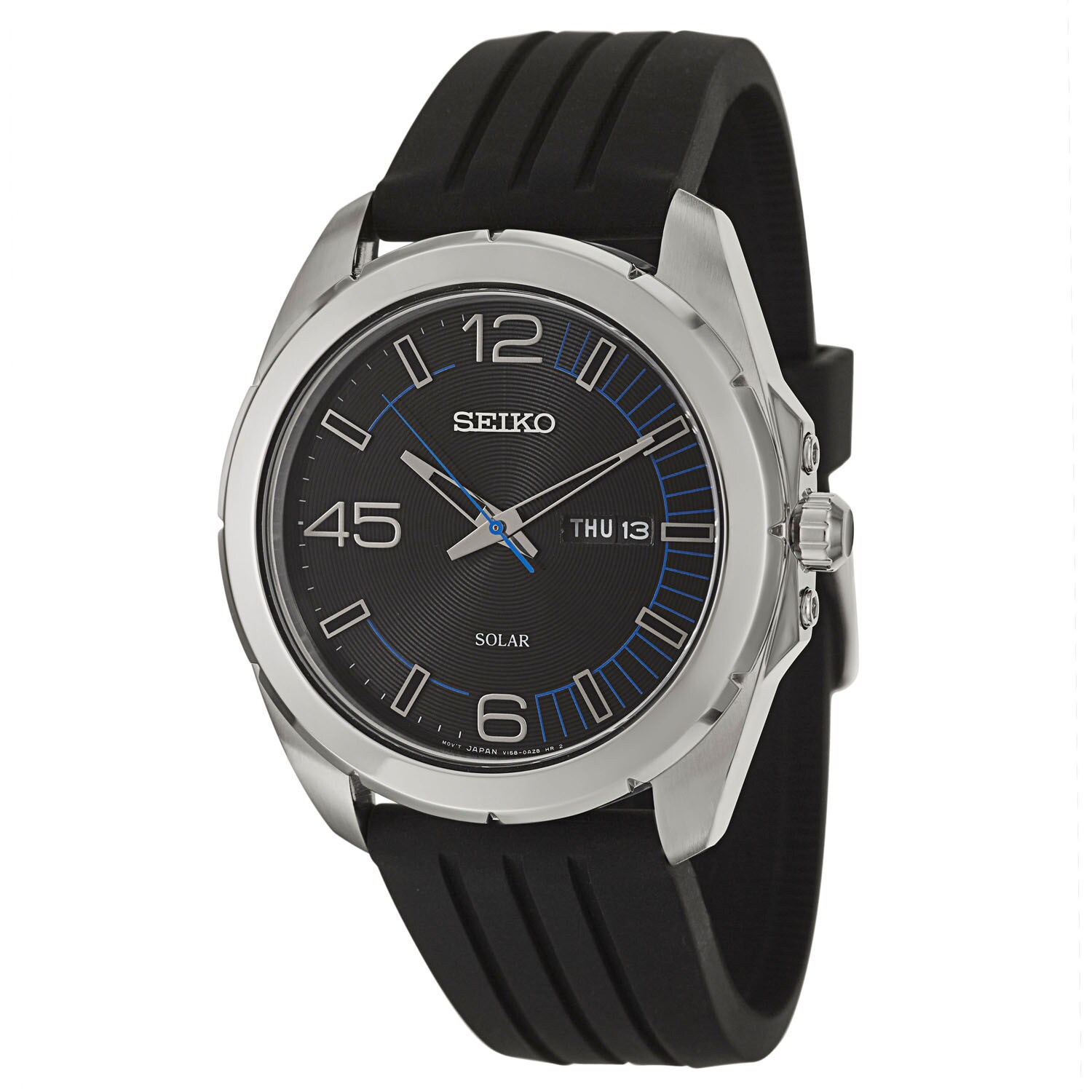 seiko men's silvertone stainless steel solar watch