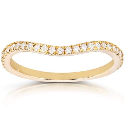 Annello by Kobelli 14k Yellow Gold 1/5ct TDW Curved Diamond Wedding Band Ring