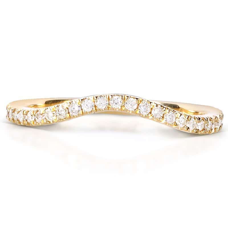 Annello by Kobelli 14k Yellow Gold 1/5ct TDW Curved Diamond Wedding Band Ring