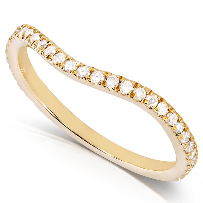 Annello by Kobelli 14k Yellow Gold 1/5ct TDW Curved Diamond Wedding Band Ring - 4
