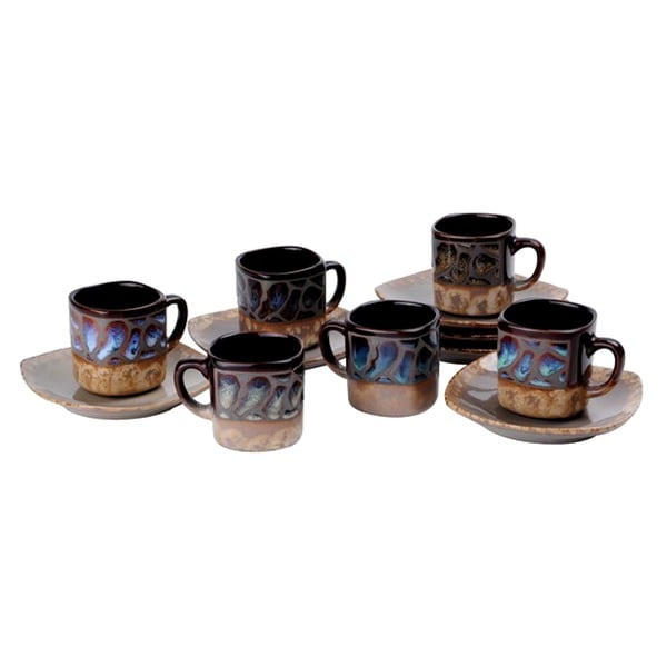 Stoneware Demitasse Espresso Turkish Coffee Cups And Saucers Set Of